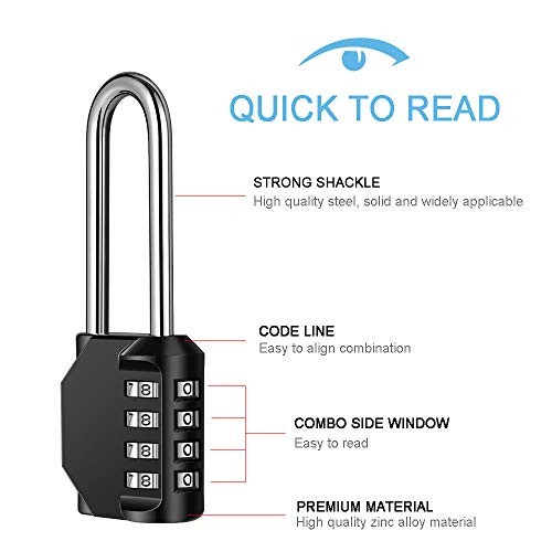 2 Pack disecu 4-Digit Waterproof Combination Padlock for Locker, Gate, Toolbox