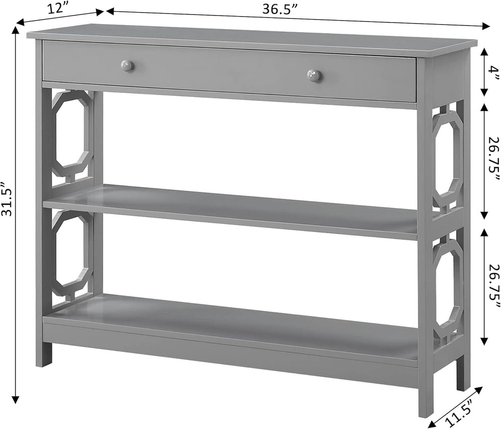 Concepts Omega 1 Drawer Console Table, Gray
