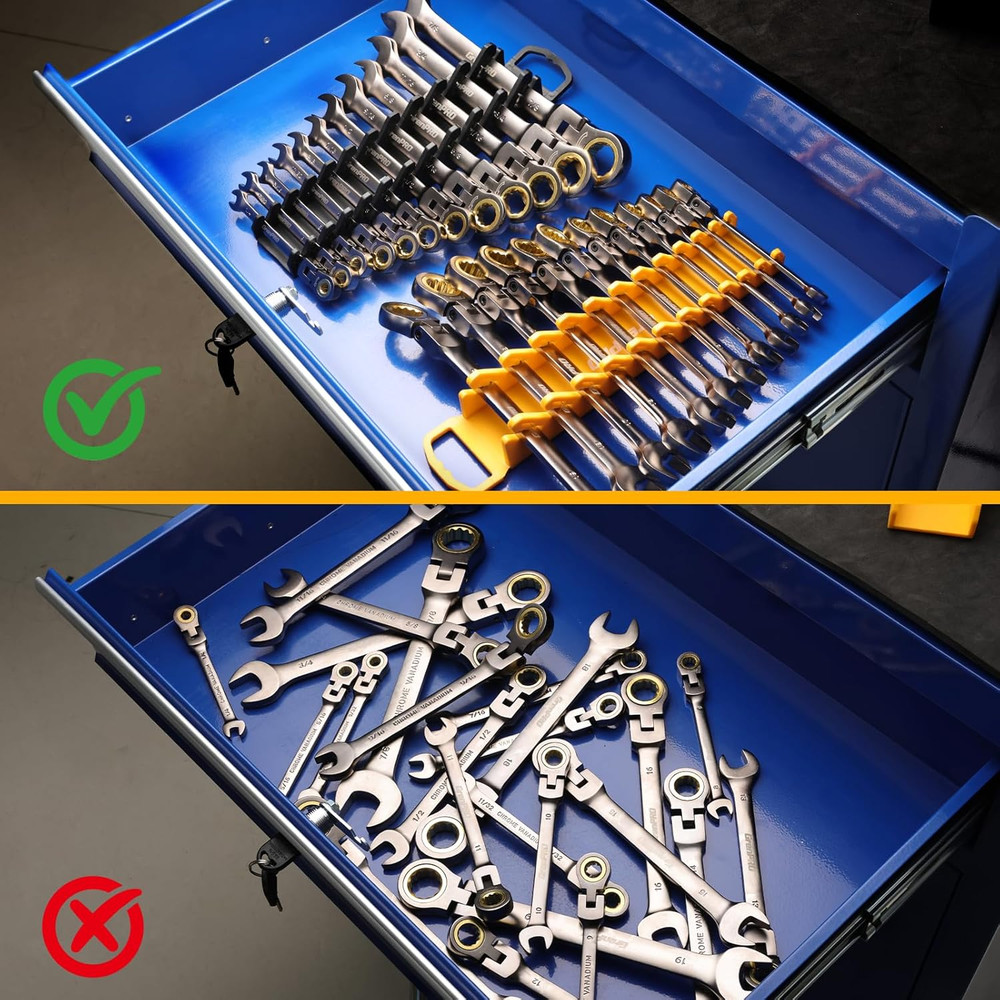 Wrench Organizer for Tool Box, 2 Pack Magnetic Wrench Holders with Handle