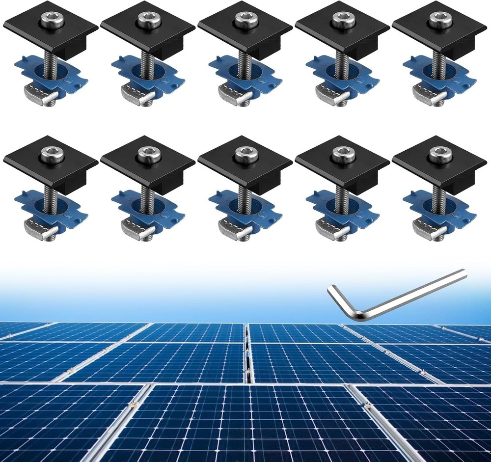 Complete 10pcs Solar Panel Mid Clamp Set - Lightweight and Corrosion-Resistant
