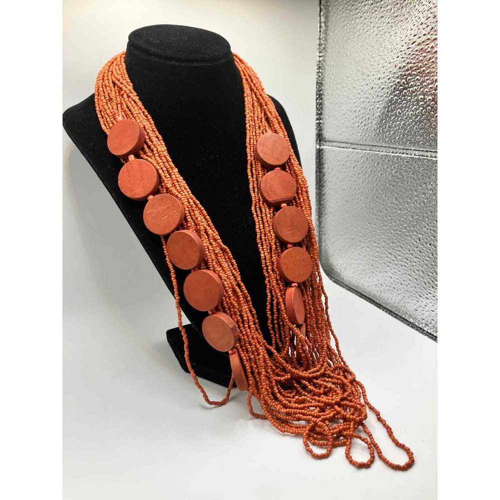 Burnt Orange Beaded 27.5" Necklace!
