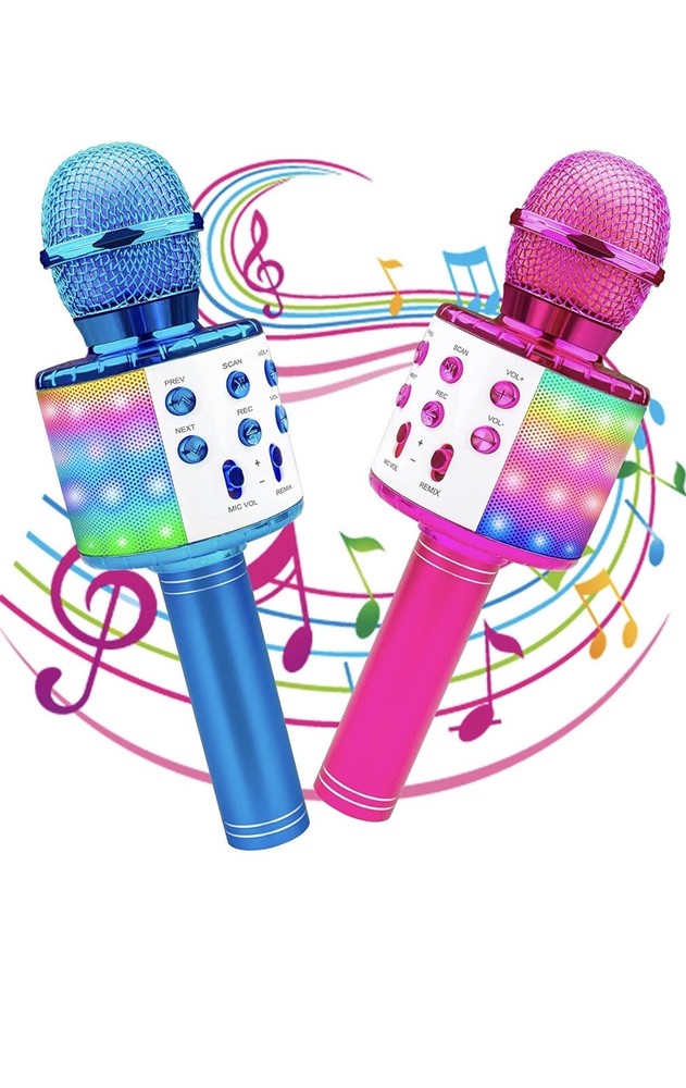 icnice wireless bluetooth karaoke microphone 2 pack 5-in-1, portable handheld