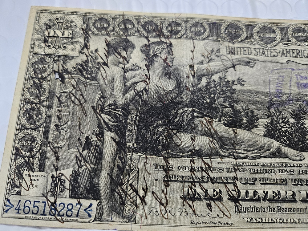 1896 1 Dollar Silver Certificate Educational Note AA421