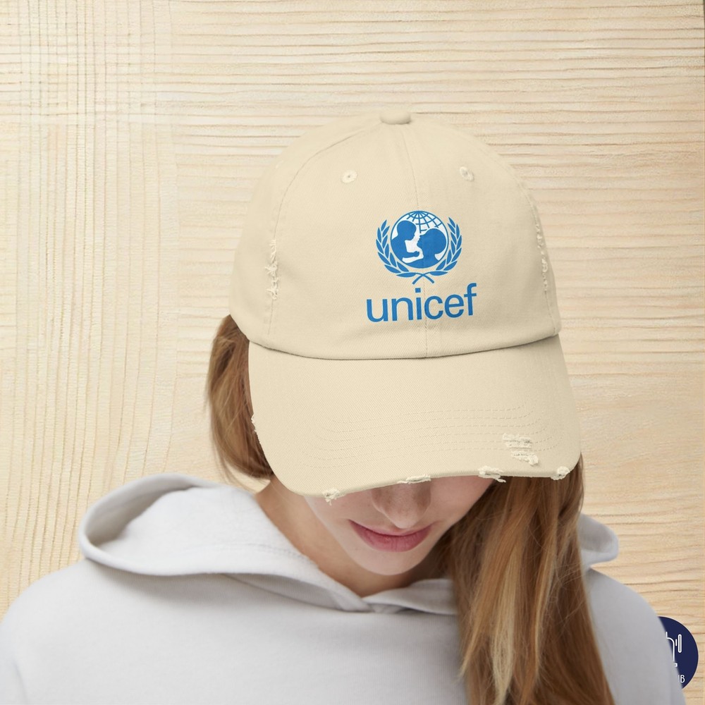 Unicef Logo Unisex Distressed Cap
