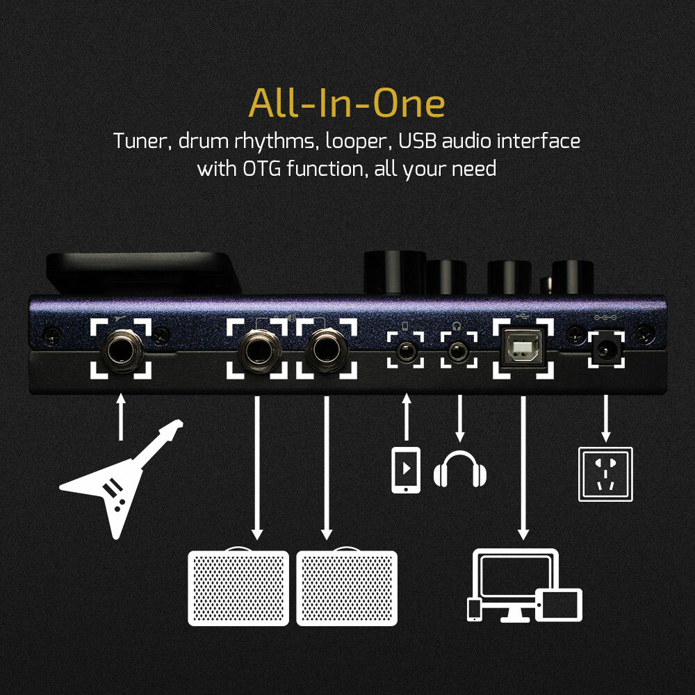 Valeton Multi Guitar Effects Processor 140 Built in Effects Expression Pedal