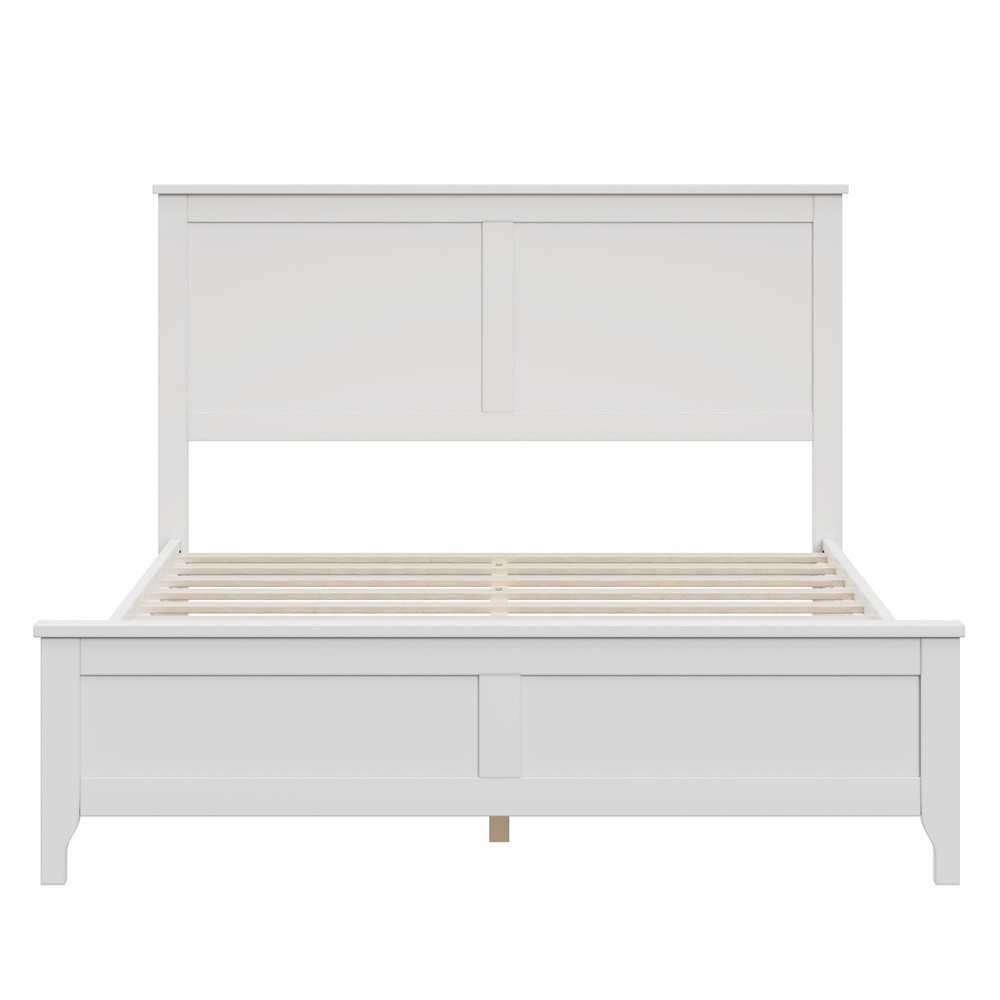 King/Full Size Platform Bed Frame Modern Wood Bedframe with Slats Support White