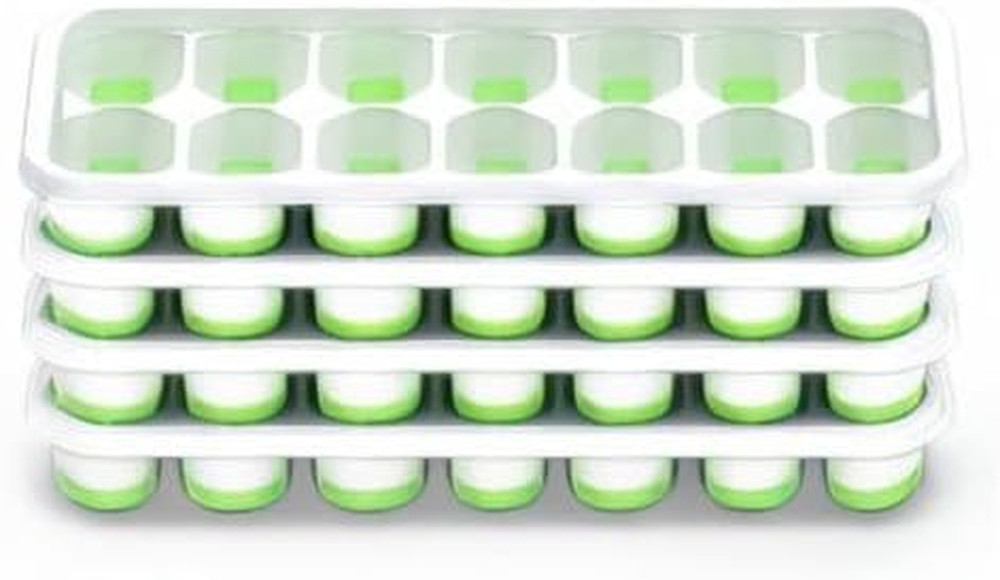 Ice Cube Tray with Lid, 4 Pack Durable Stackable Ice Cube Trays for Freezer with