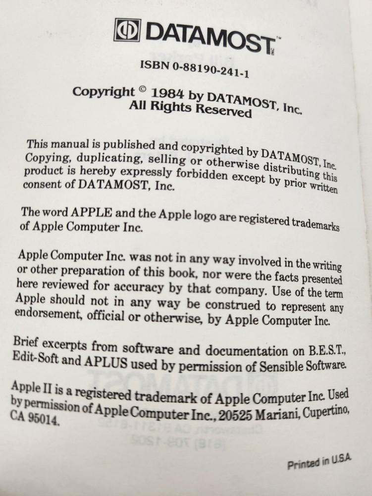 Intermediate Apple by Bill Parker 1984 for Basic Programmer Apple II Computer