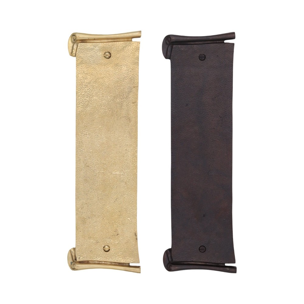 Scroll Banner Shape Push Plate in Solid Cast Brass - 2 Finish Choices