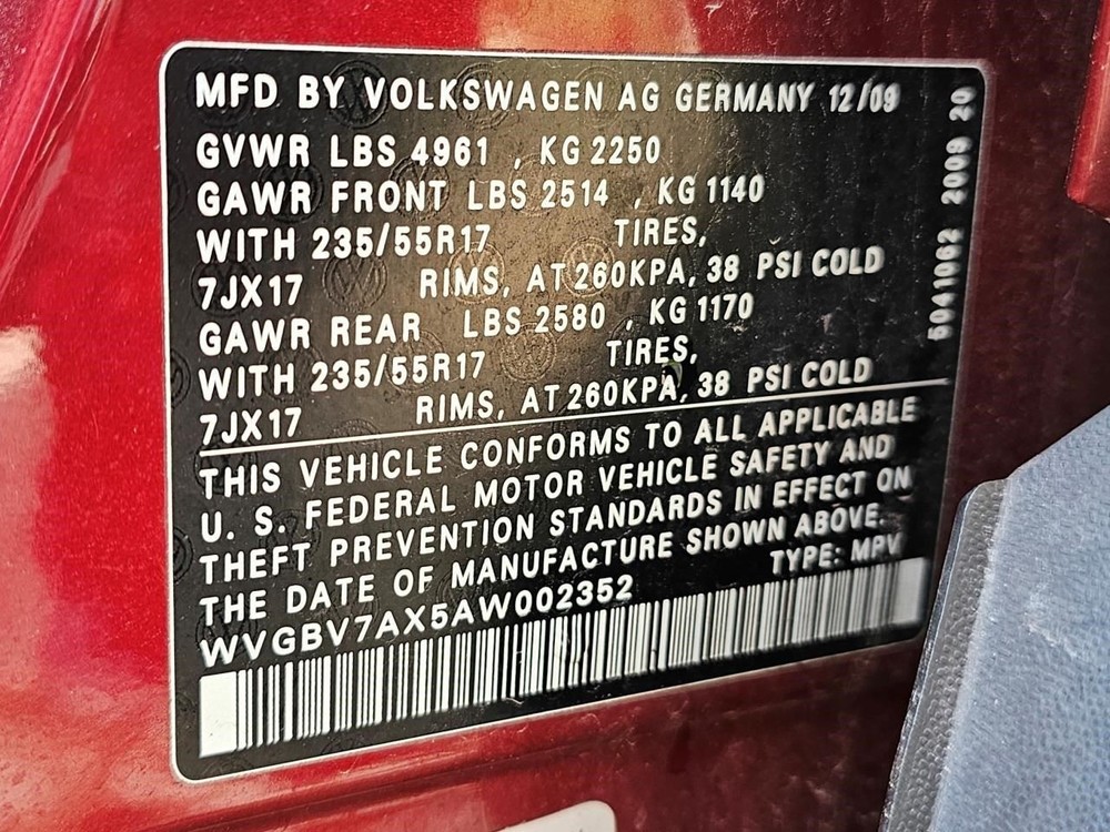 TIGUAN 2010 Headrest 2456034