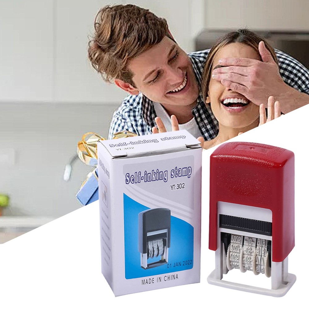 Handle Rubber Stamper Line Dater Adjustable Rubber Date Stamper for Office