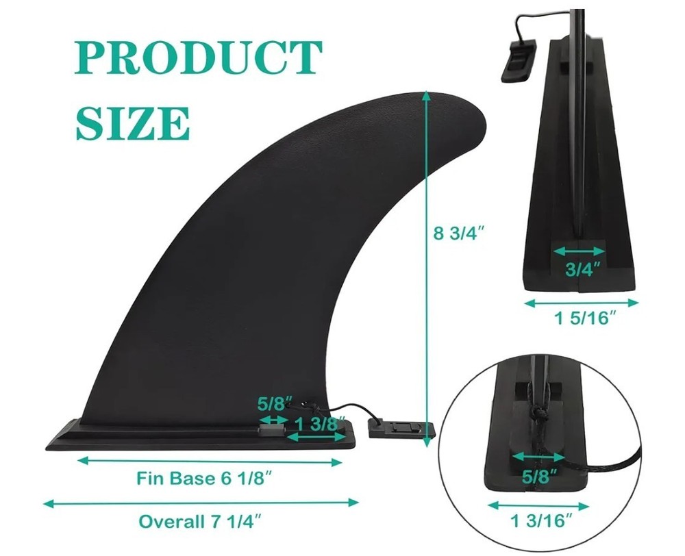 9-Inch Paddle Board Fin Replacement Universal Black