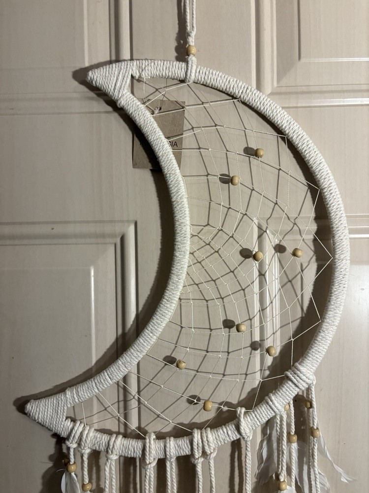 Celestial Moon Beaded Wall Hanging Boho Style Home Decor