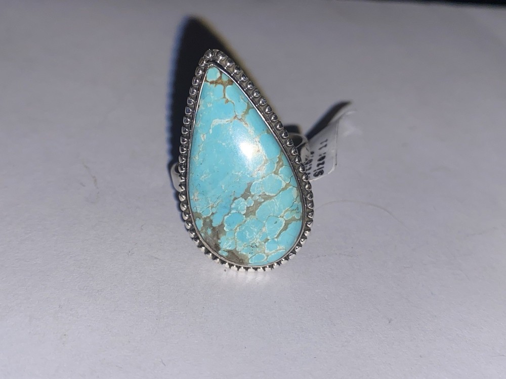 sterling silver stunning #8 turquoise ring size 11 adjustable new