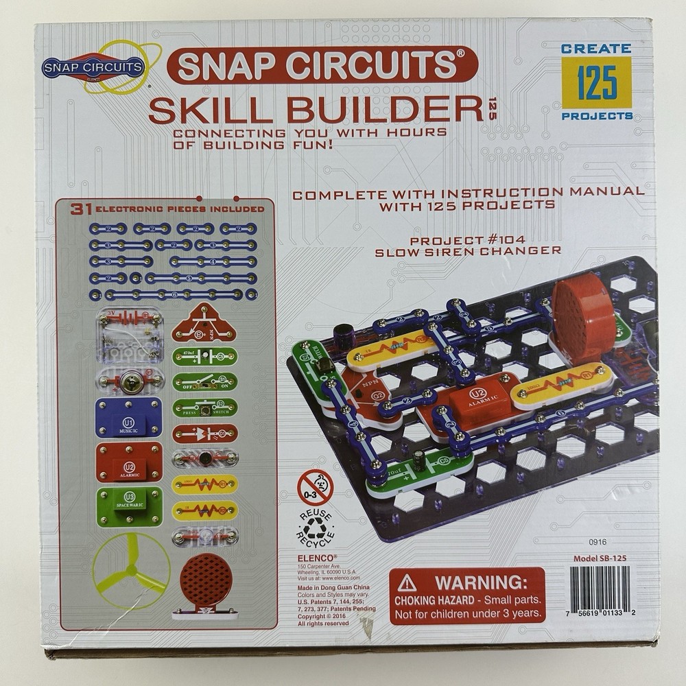 Elenco Snap Circuits Skill Builder STEM Create 125 Project Model SB-125 COMPLETE