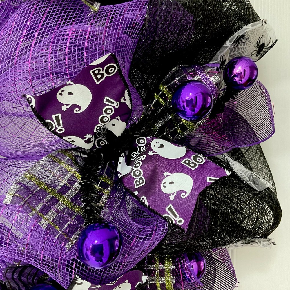 Happy Hallowine Deco Mesh Halloween Wreath