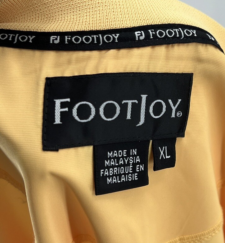 FJ FootJoy Men's Windbreaker Golf Pullover XL Extra Large Solid Yellow Navy Trim