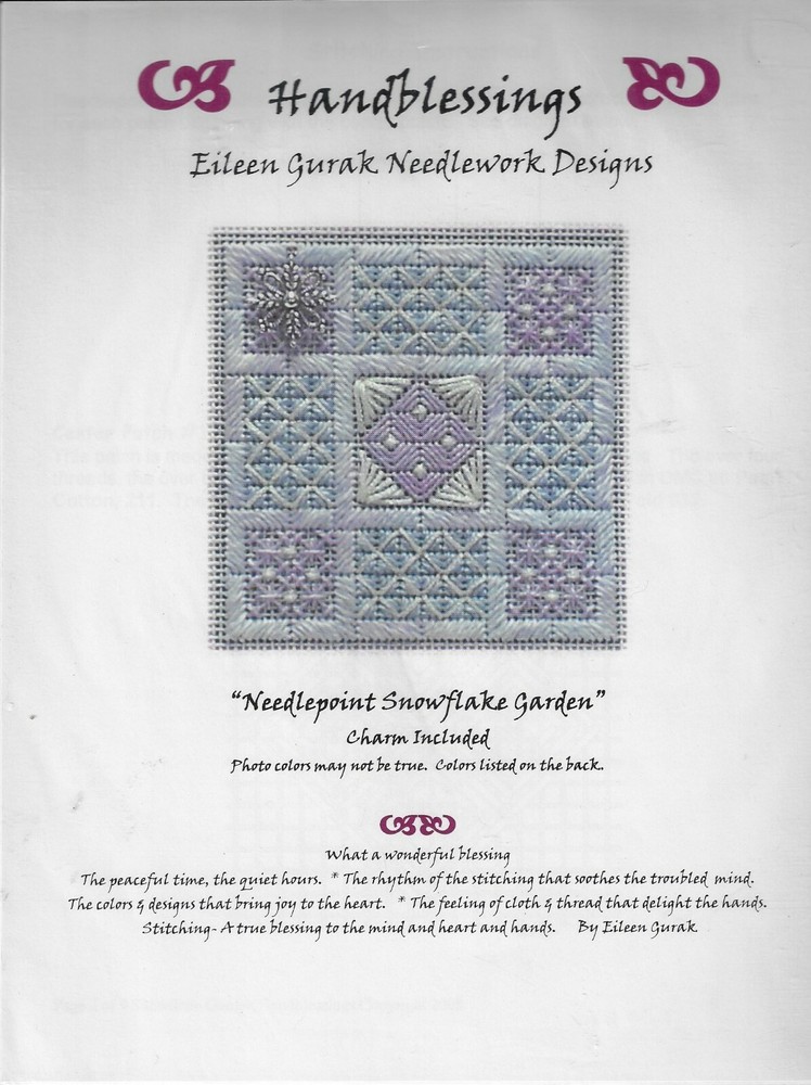 Handblessings Eileen Gurak Needlework Designs Needlepoint Snowflake Garden