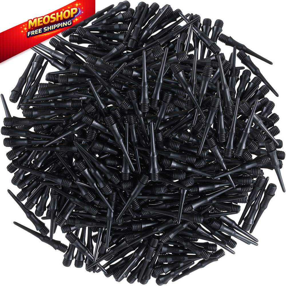 VioraWhite 200 Pack 2BA Thread Soft Tip Dart Points Plastic Replacement Black