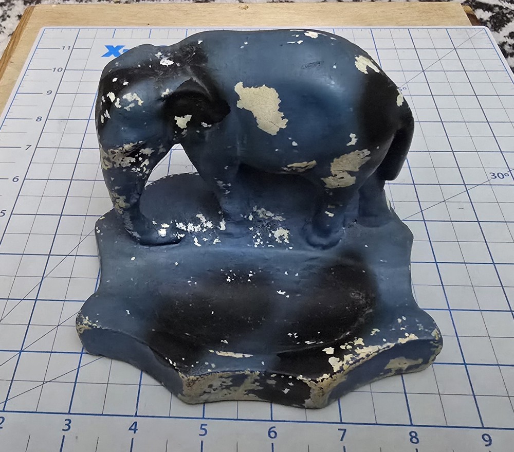 Antique Chalkware Elephant Ashtray-Carnival prize?