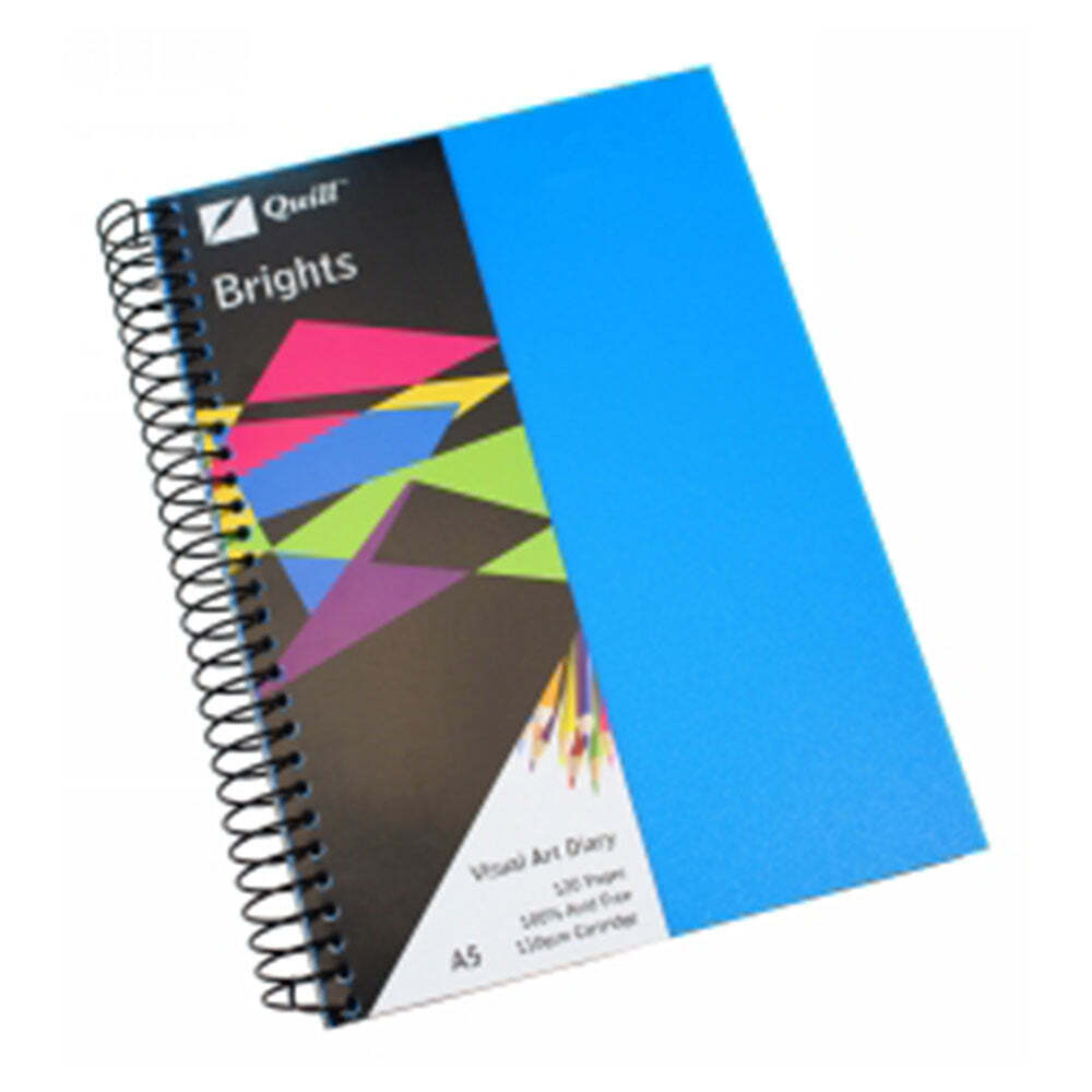 Quill Brights A5 Visual Art Diary 120pg Polypropylene Front Cover Marine Blue
