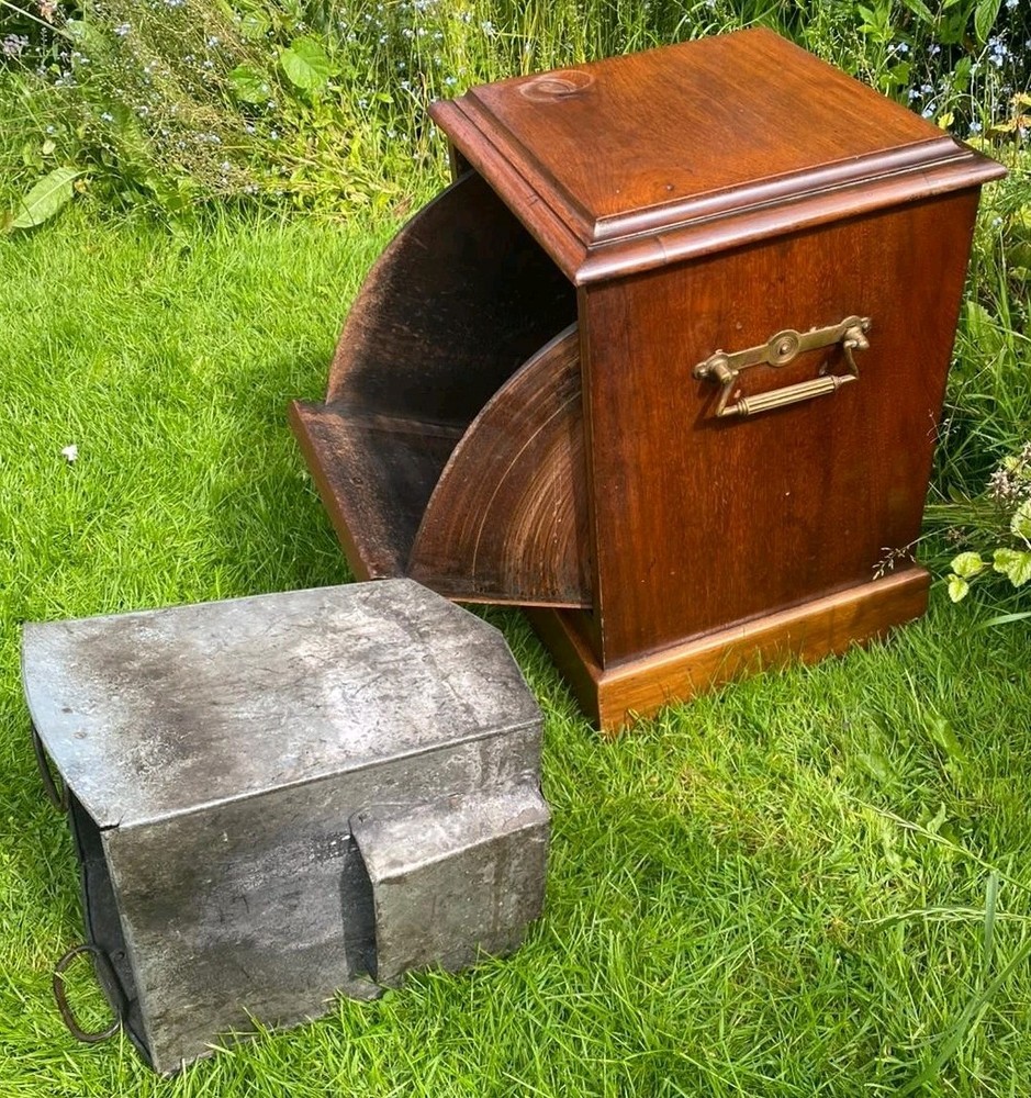 Antique Mahogany Coal Box Bucket Purdonium Bedside Table
