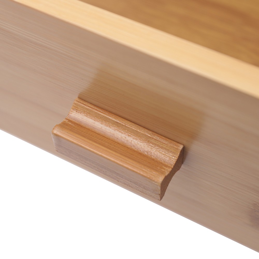 Space-Saving Printer Storage Rack Bamboo Rolling Cart Portable Printer Stand