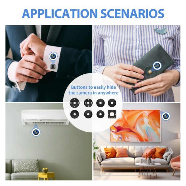 4K UHD Black Pocket Shirt Button Remote Control Camera