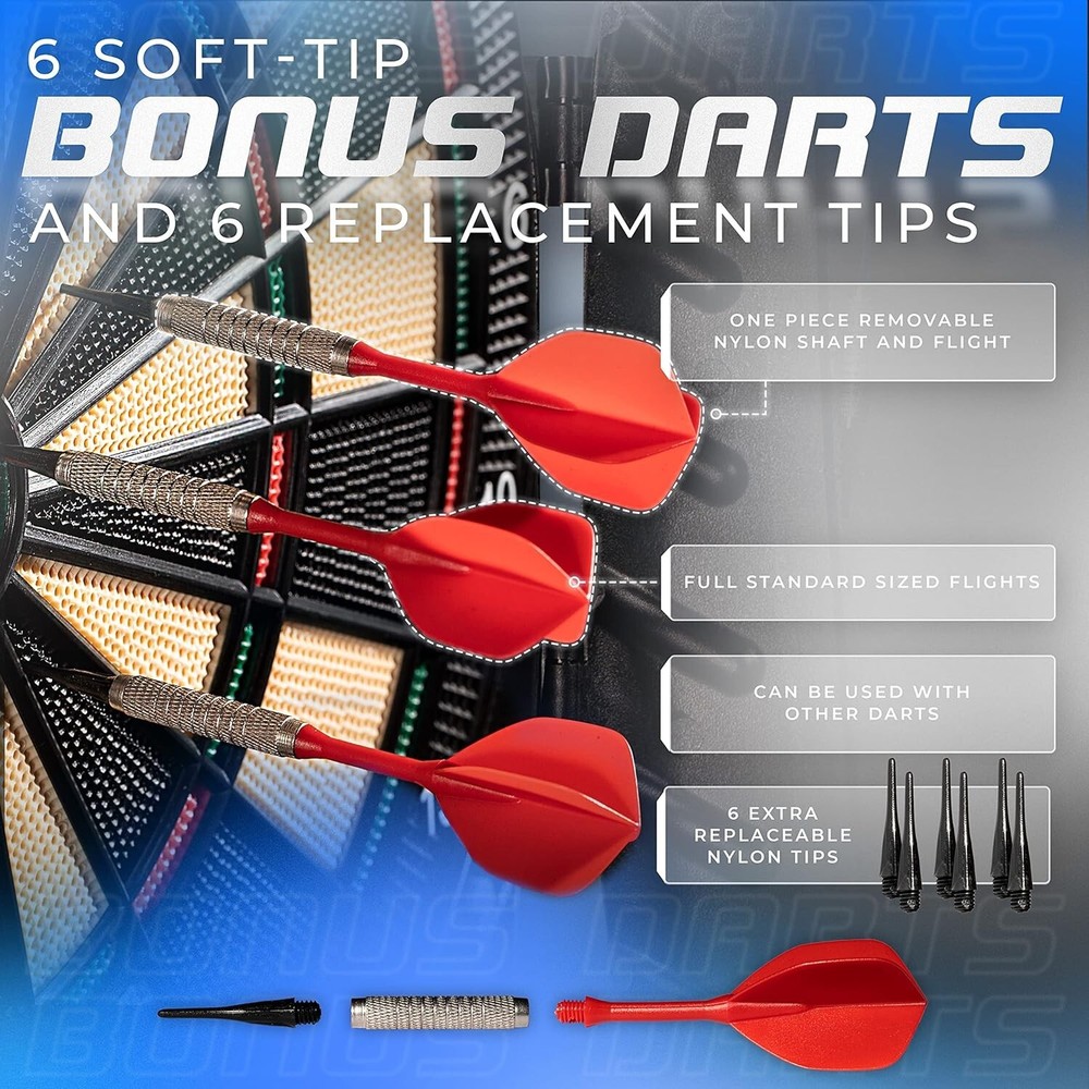 Dart Board Sets with Digital Scoreboard - 6 Darts - 65 Game Variations