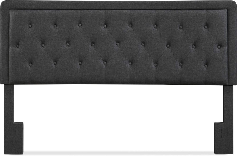 Charcoal Grey King Size Tufted Headboard with Adjustable Height and Soft Fabric