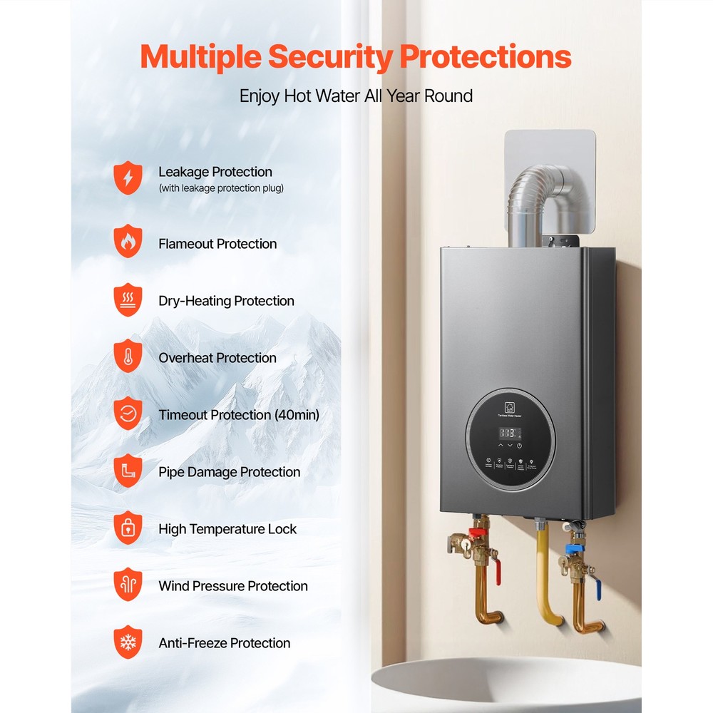 Uimoso Propane Tankless Water Heater 4.3Gal 100000 BTU Smart Temp Control LED