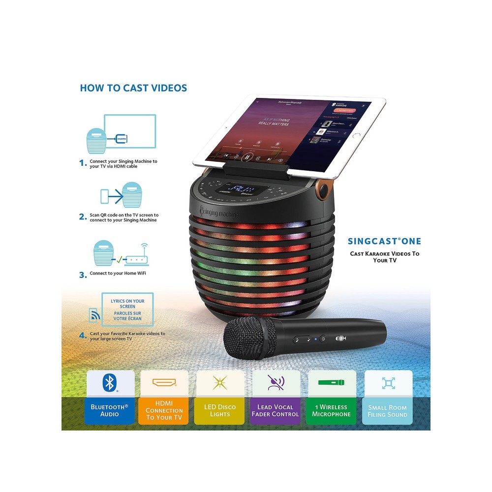 Singing Machine SMC2020 SingCast One Karaoke System - Black