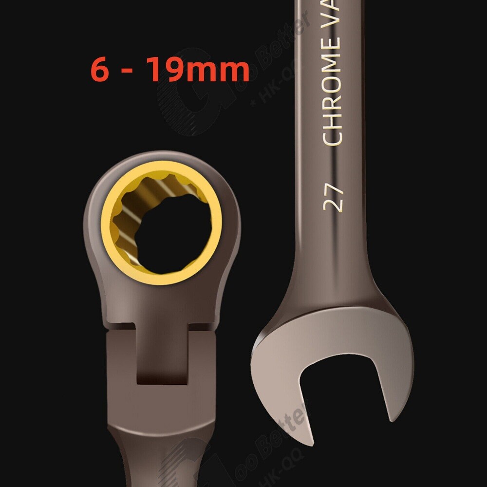 Ratchet Spanner Combination Fixed & Flexi 14 x Sizes Tool Wrench  6 - 19mm