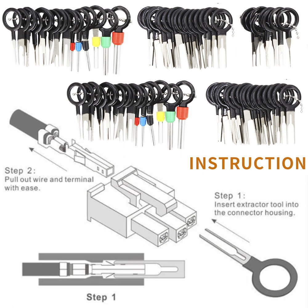 121pcs Pin Ejector Wire Kit Extractor Connector Puller Car Terminal Removal Tool