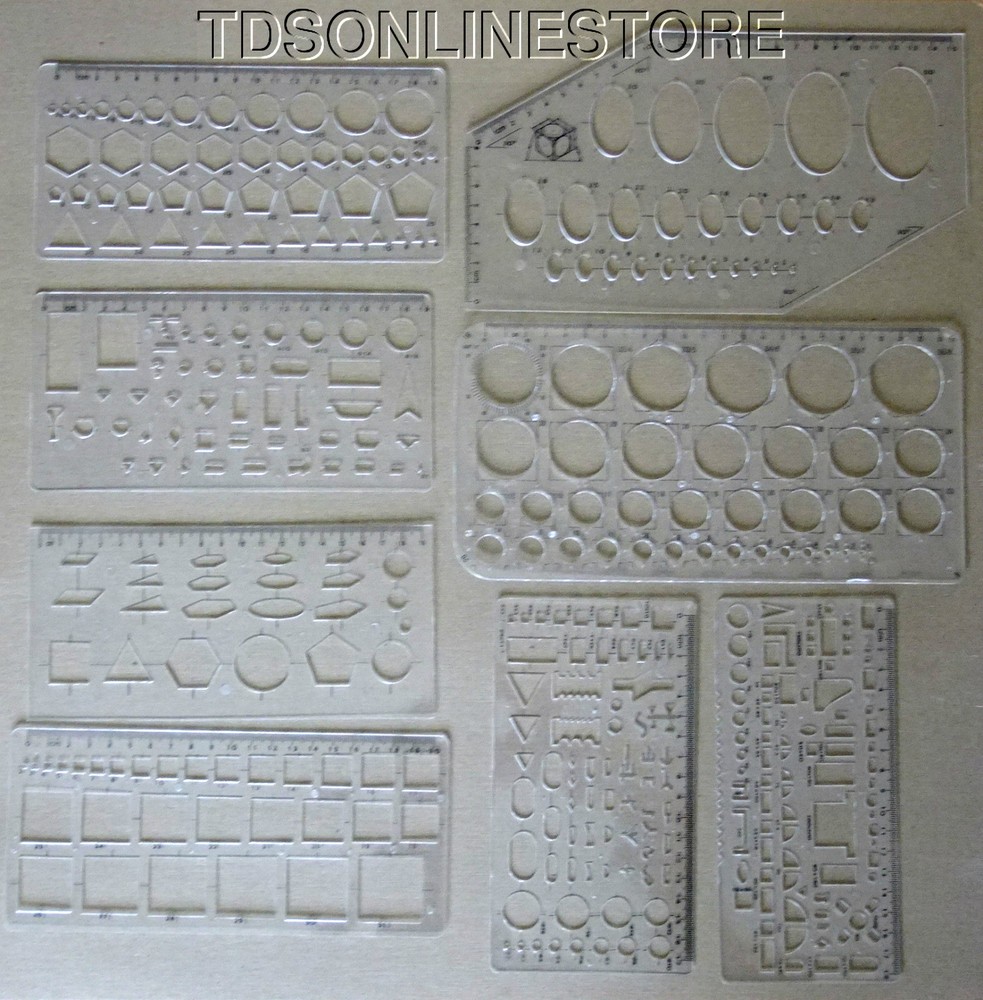 Set Of 8 Assorted Shape Template Set