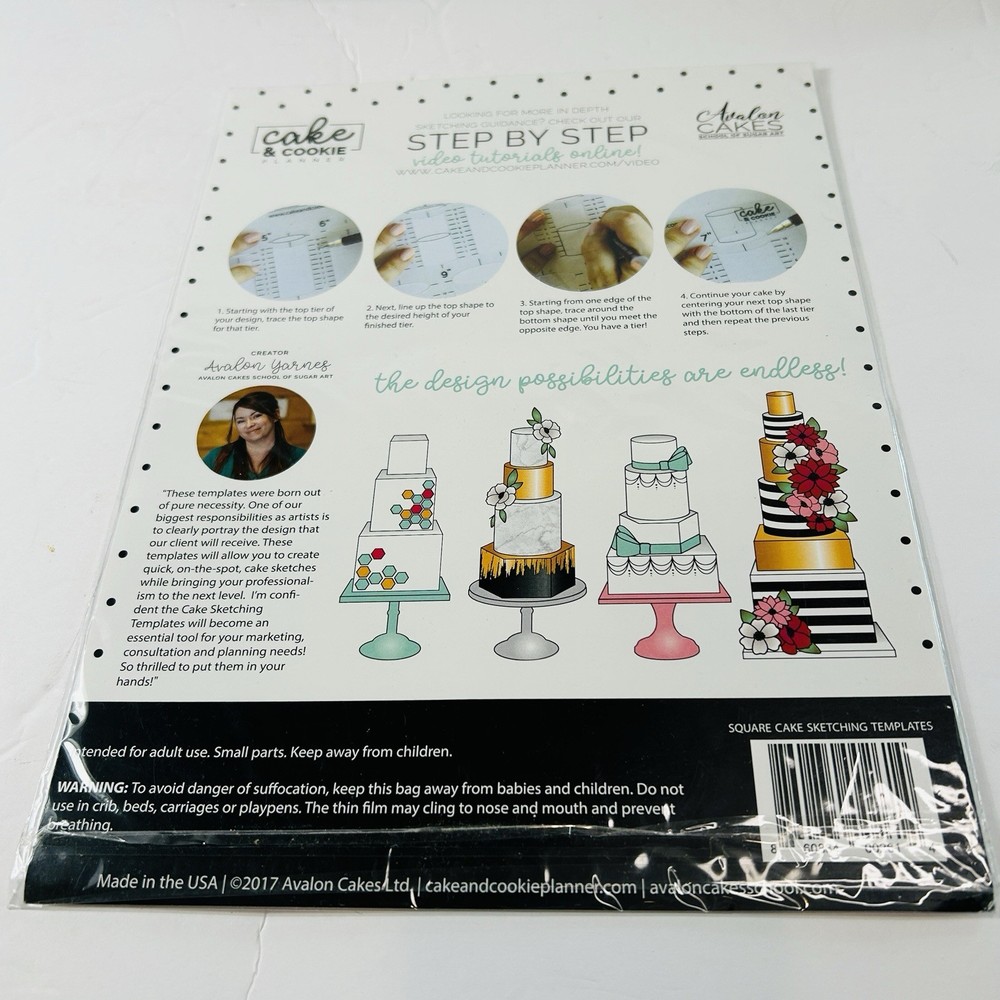 Square Cake Sketching Templates Adjustable Heights True to Scale Avalon Cakes