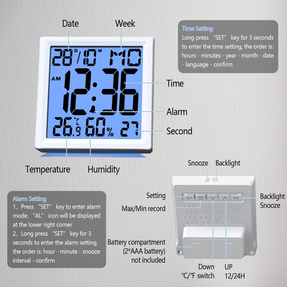 Digital Alarm Clock Mini Size for Bedside, Big Numbers Display with Backlight...