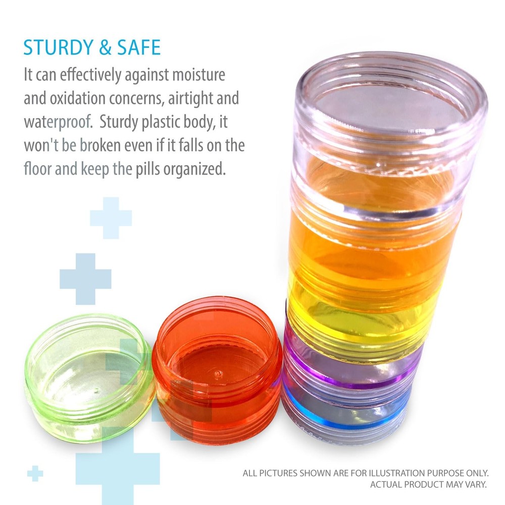 Deke Home - Stackable Pill Organizer (2 2 Count (Pack of 1), Multicolor