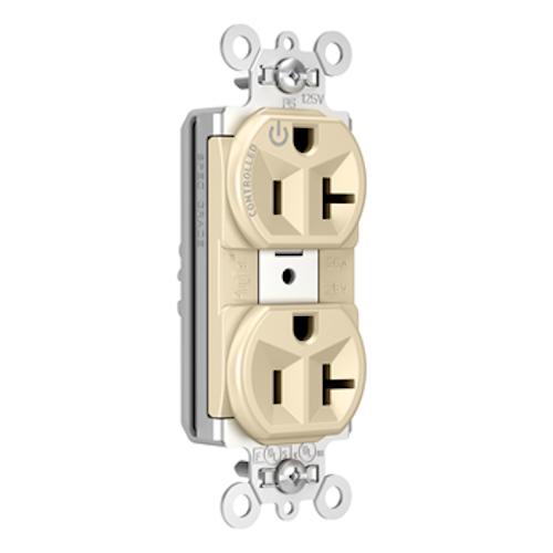 PLUGTAIL® HEAVY-DUTY SPEC GRADE PLUG LOAD CONTROLLABLE RECEPTACLE, 20A IVORY