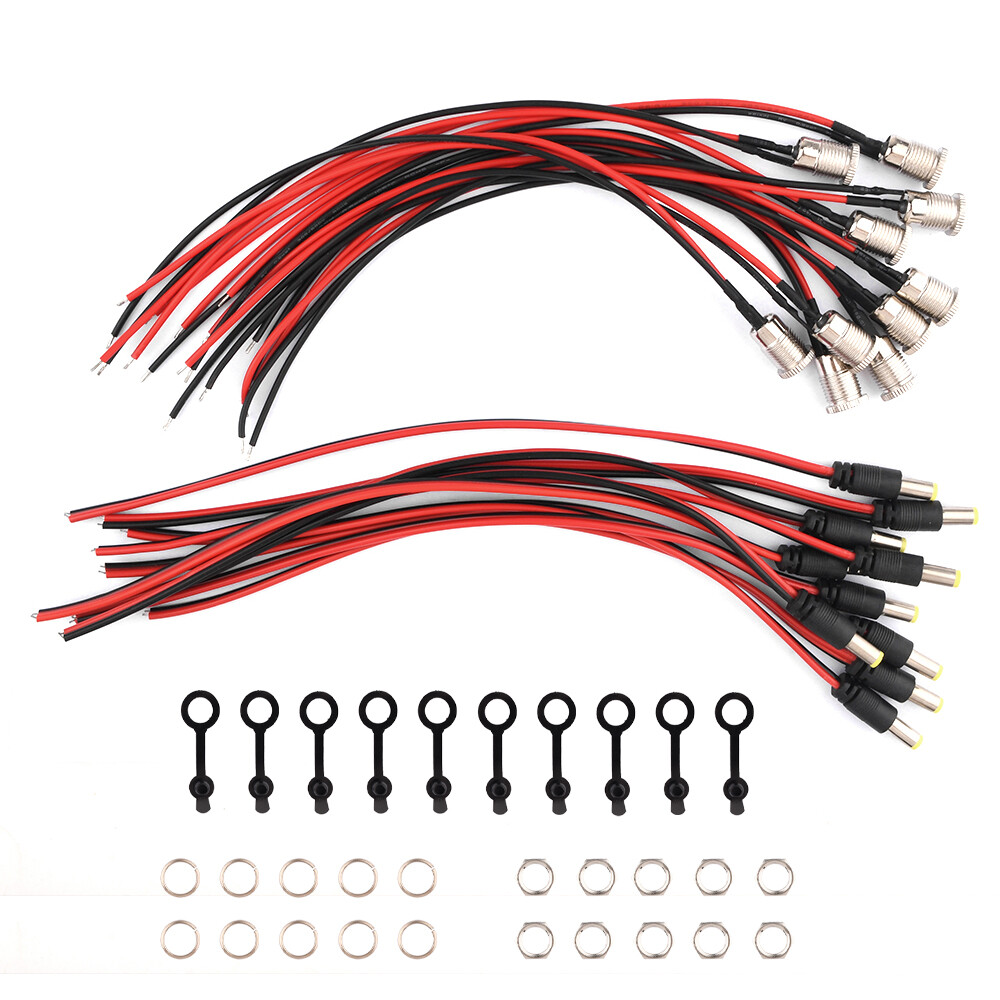 10x DC Power Jack Socket Threaded Female PanelMount Connector Adapter 5.5x2.1mm