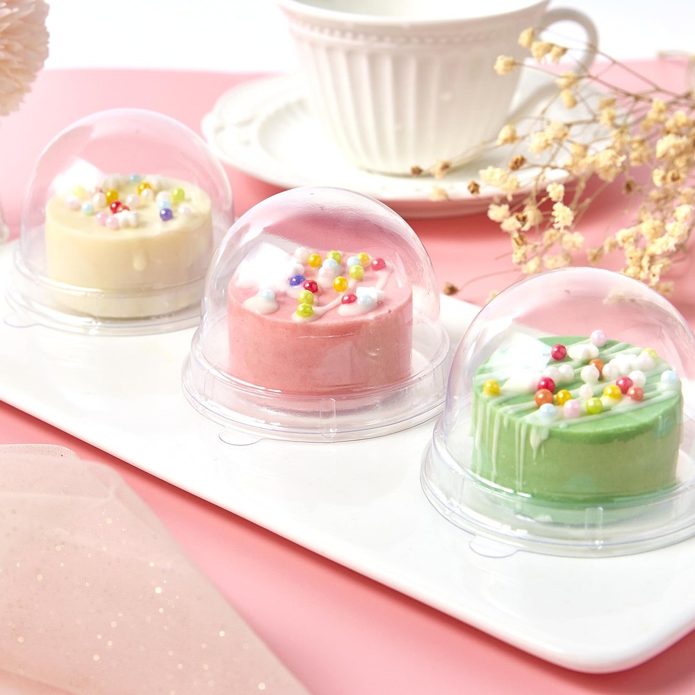 100 Pack Mini Plastic Cupcake Container Muffin Dome Box for Wedding Birthday