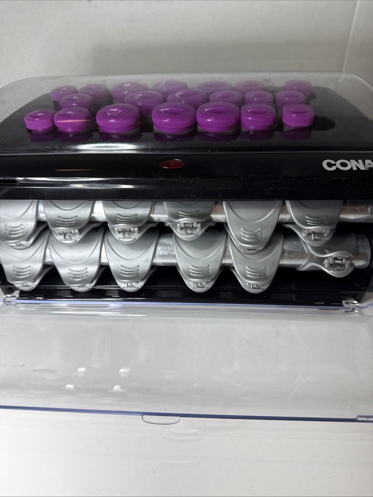 Conair Curls Waves 20 Multi Size Flocked Hot Rollers 12 Clips HS32RX Hot Rollers