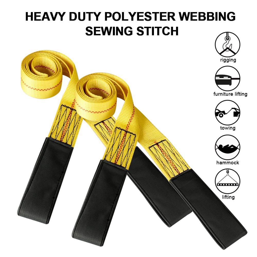 2x Heavy Duty 6' x 2" Nylon Flat Lifting Sling Strap Eye & Eye Polyester Webbing