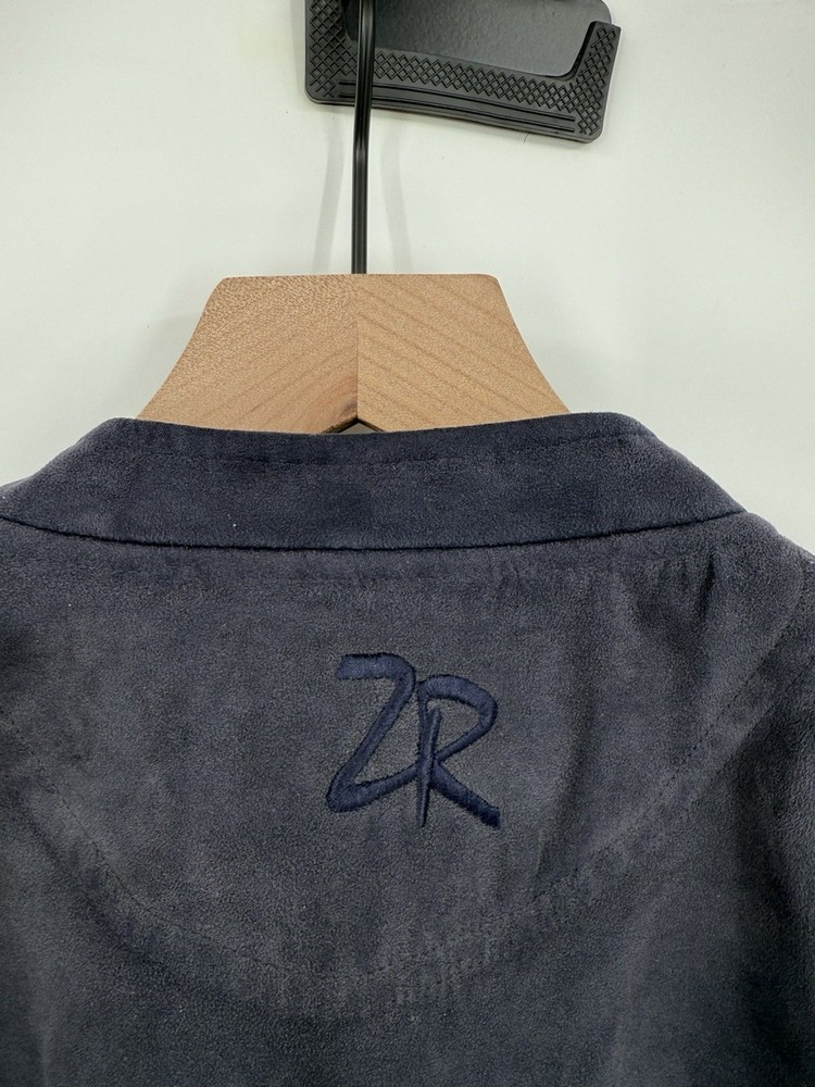 Zero Restriction Pullover Mens Large Blue Microsuede Golf Jacket Made In USA