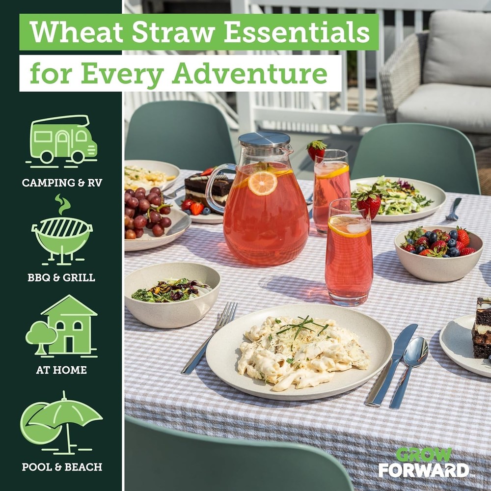 Grow Forward 24-piece Premium Wheat Straw Dinnerware Sets for 8 - Unbreakable Di
