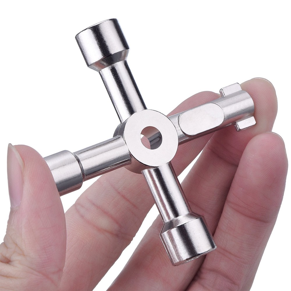4 Way Sillcock Key Multifunction Utility Key Triangle Square Panel Cross Serv...