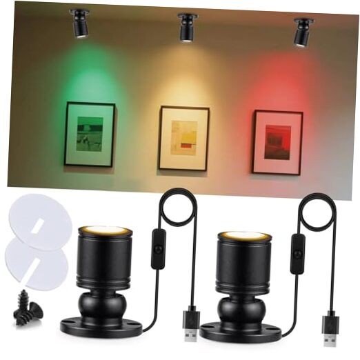 USB Powered Mini Spotlights for Displays 2-Pack – 5V Small LED 2PACK Warm Light