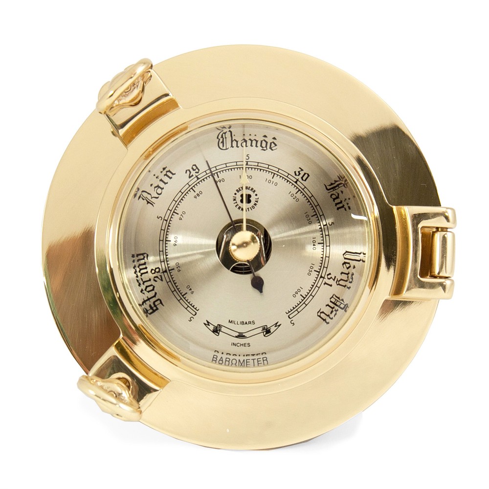 BRASS PORTHOLE BAROMETER - WEATHER INSTRUMENTS