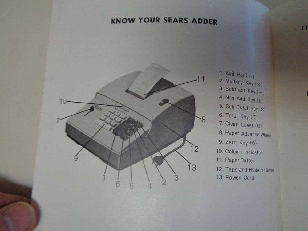 Vintage Original Sears Adding Machine Instruction Manual Booklet