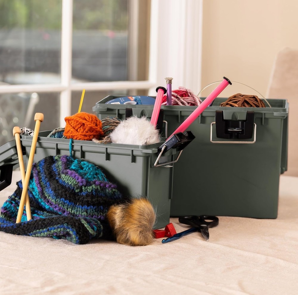 Stackable Storage Bins with Lockable Lids - 2-Pack Water-Resistant Containers